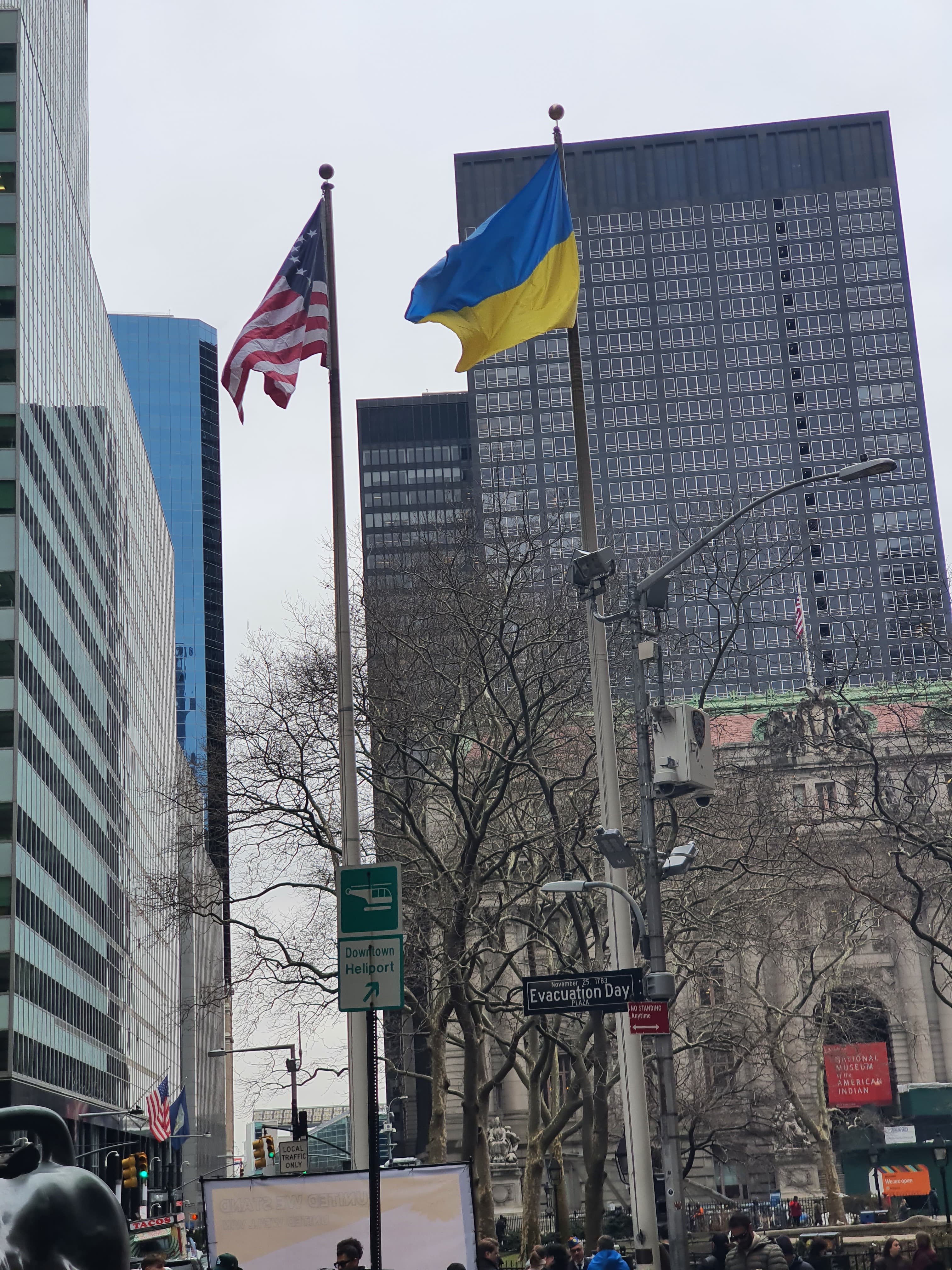 Ceremony for raising the Ukrainian flag to mark the 4th anniversary of Russia's full-scale invasion of Ukraine